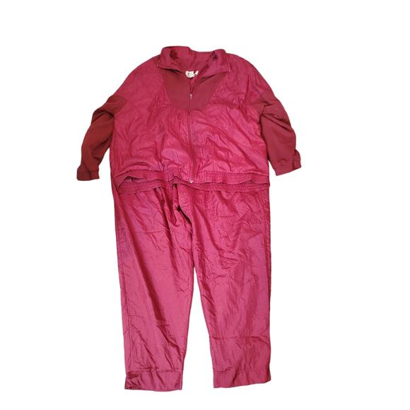 Lady Lavon Two Piece Burgundy Windbreaker Set, 3X - Picture 1 of 12